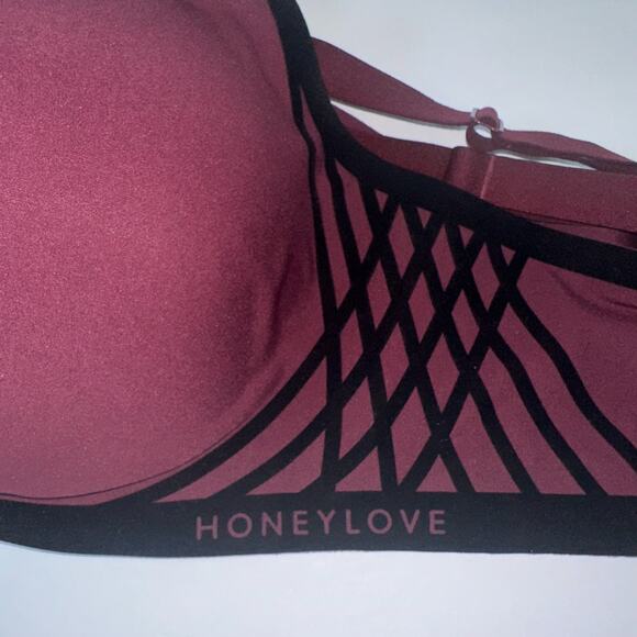 Honeylove Womens Silhouette Plus Sz Bra 1X Maroon Black Seamless Padded Wireless - Picture 3 of 7